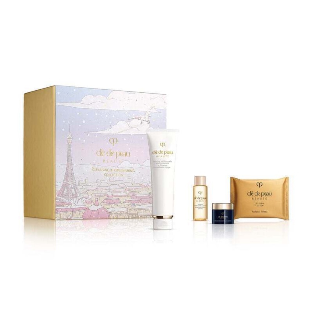 Cle De Peau Beaute 4pc Cleansing & Replenishing Skincare Set Full Size Face Wash